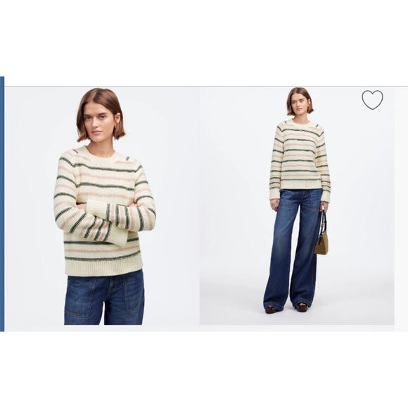Madewell $98 Cotton Crewneck Sweater in Stripe Size XS NT643 - Picture 1 of 6